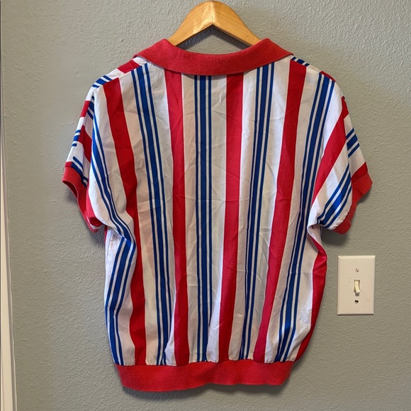 Vintage Lady Arrow Blouse Red and Blue Striped Size: XL - Picture 5 of 6